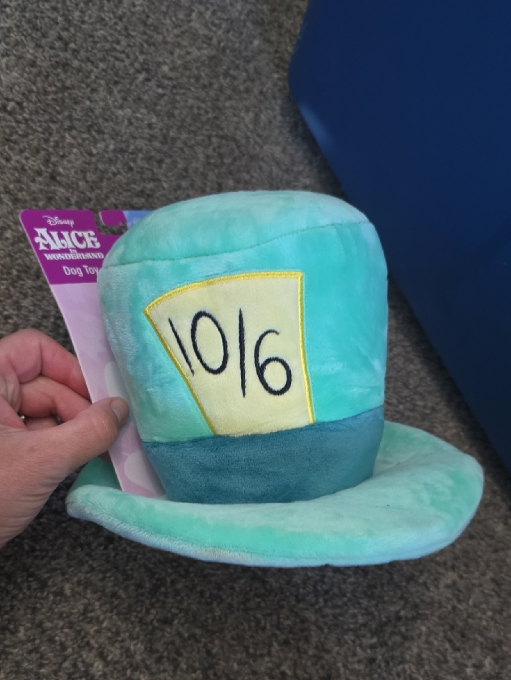 Disney Mad Hatter Plush Hat Dog Toy - Teal Aqua